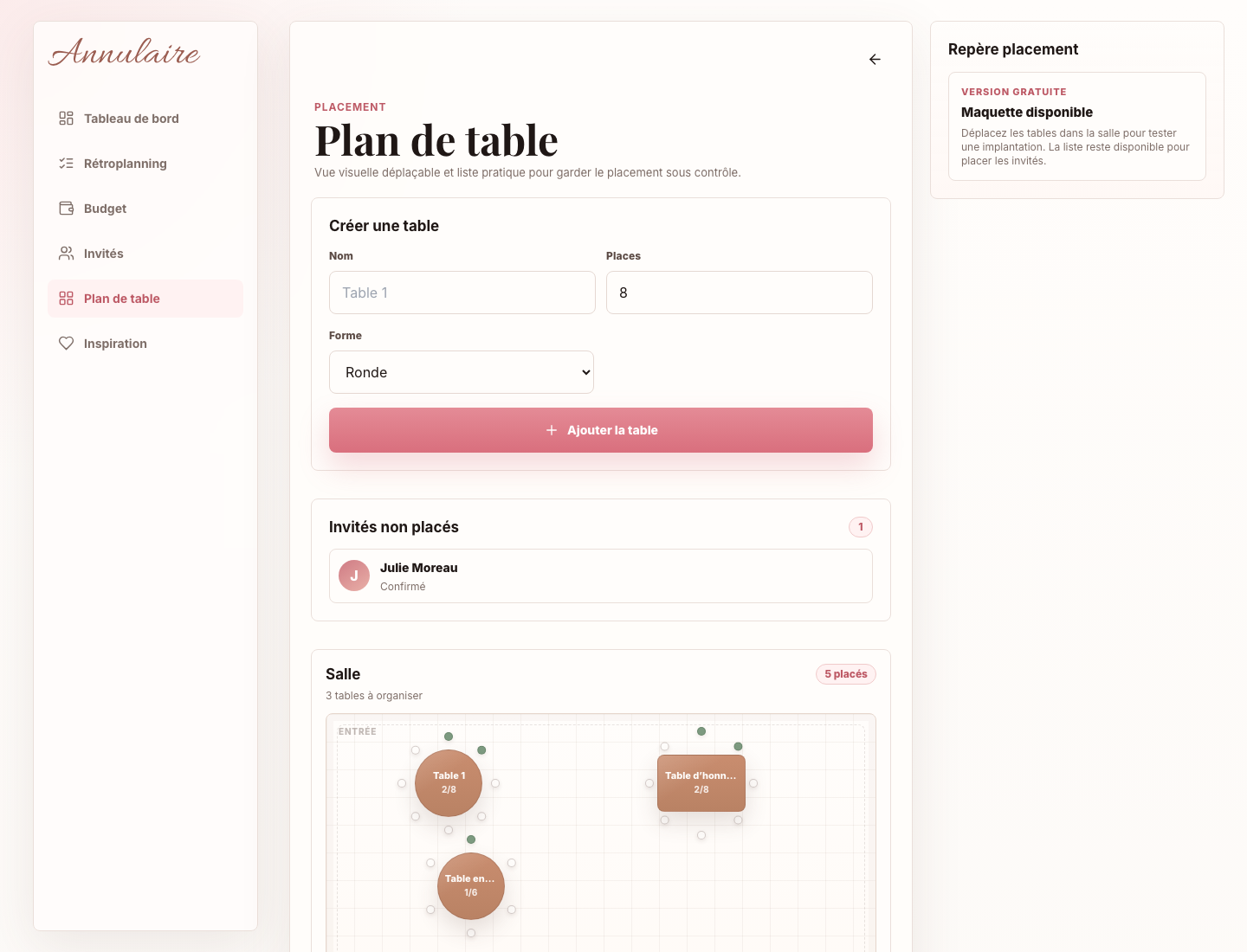 Aperçu Plan de table